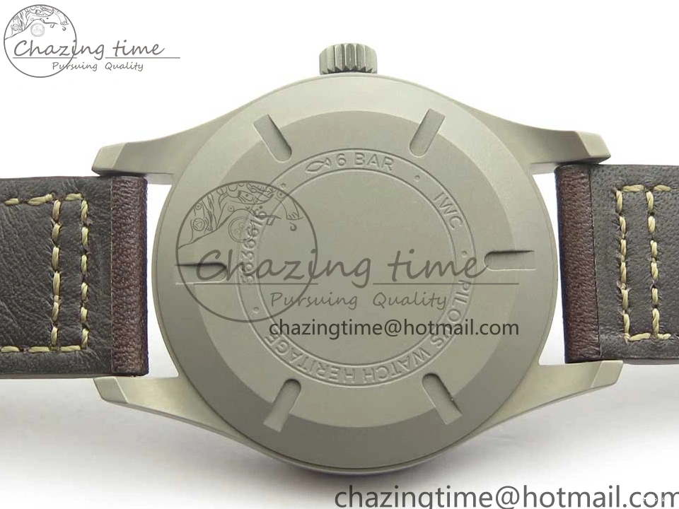 MIROTIME 0504 SmartChoice Mark XVIII IW327006 Titanium M+F 1:1 Best Edition Black Dial on Brown Leather Strap A 7145